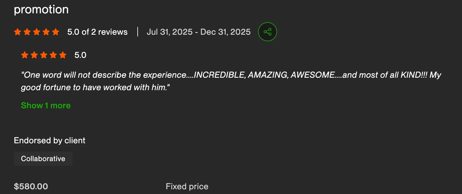 Review screenshot from Promotion